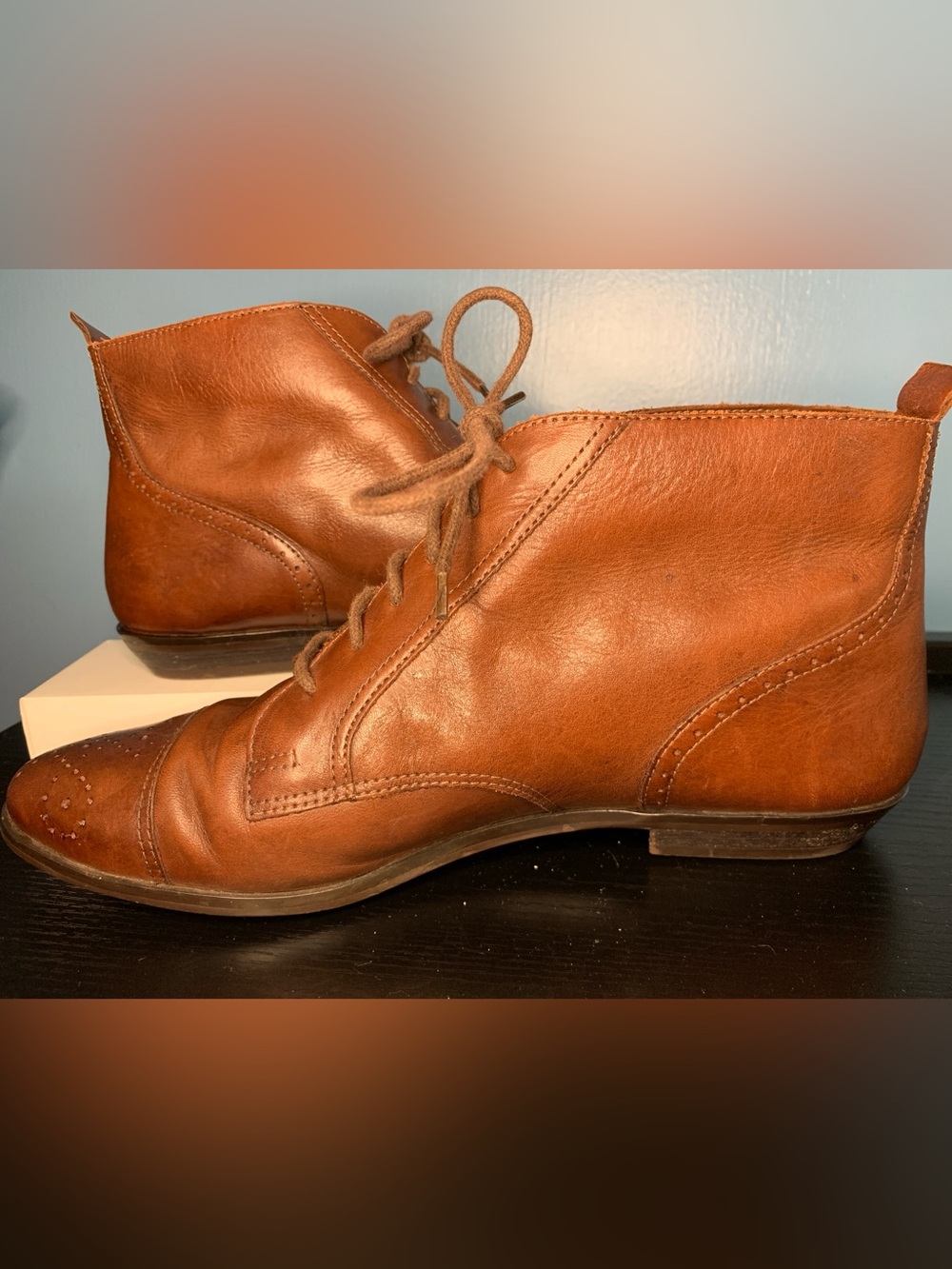 Newport Tan Leather Chukka Boots with Brogue Cap Toe